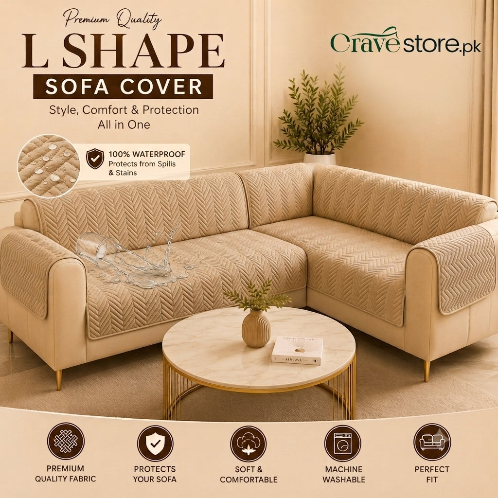 L Shape Waterproof Zigzag Ultrasonic Quilted Sofa Cover Skin