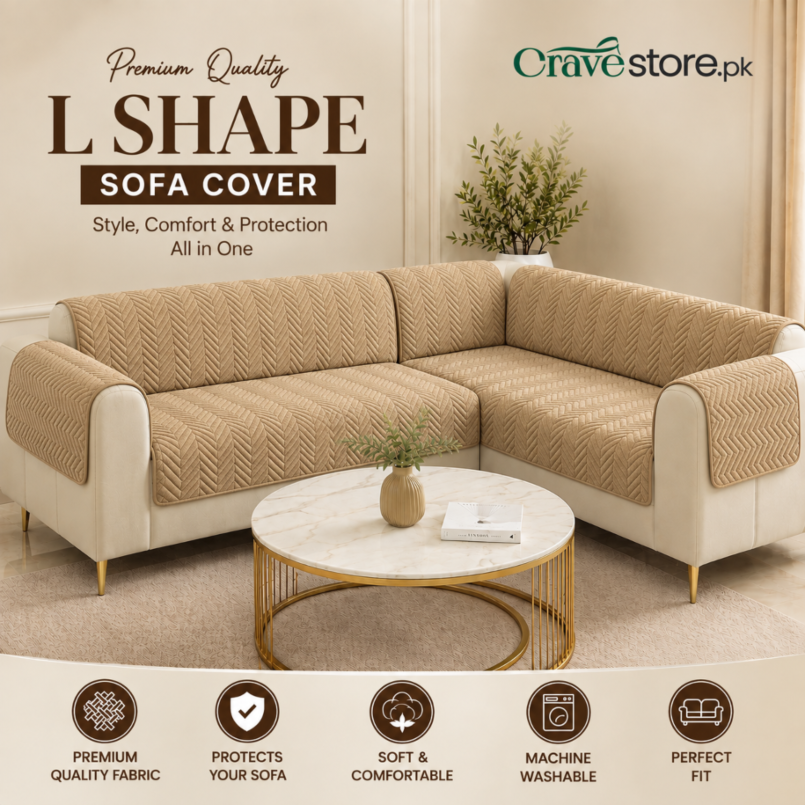 L Shape Zigzag Ultrasonic Quilted Sofa Cover Skin