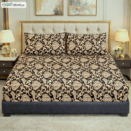 Luxury embossed jacquard fitted bedsheet skin king size with 2 pillow covers