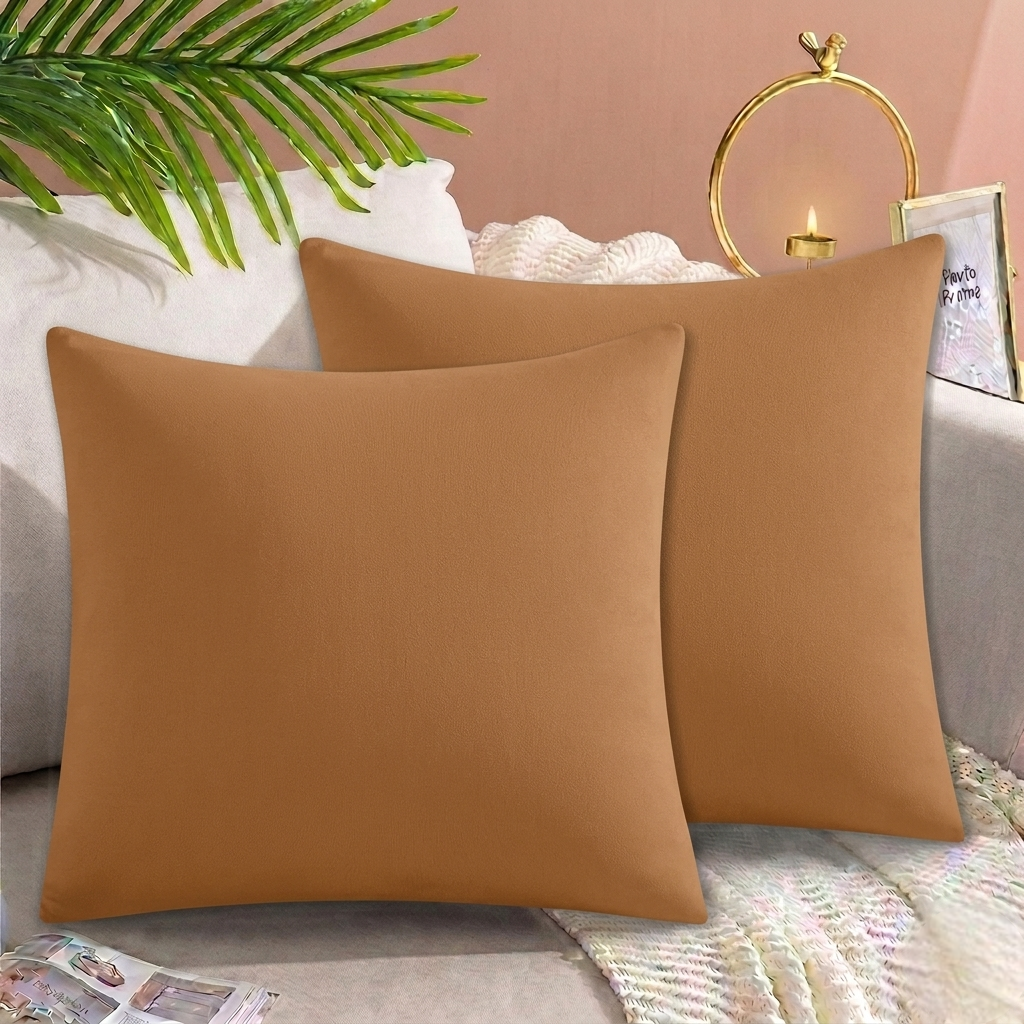 Lycra Jersey Cushion Cover Chikoo 16x16 stretchable sofa cushion cover with soft fabric and hidden zipper.