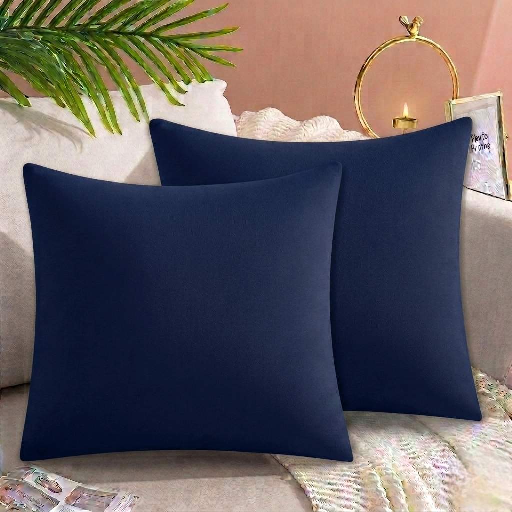 Lycra Jersey Cushion Cover Navy Blue 16x16 stretchable sofa cushion cover with soft fabric and hidden zipper.