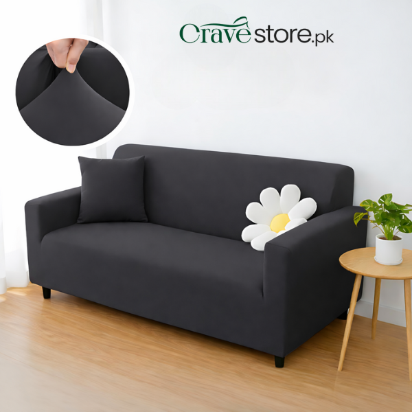 Lycra jersey sofa cover dark gray color stretchable sofa slipcover