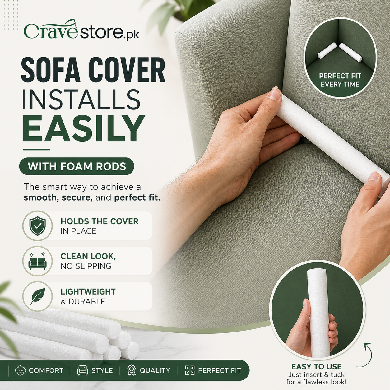 Premium Foam Sticks for Sofa Covers - Perfect Fit Guaranteed
