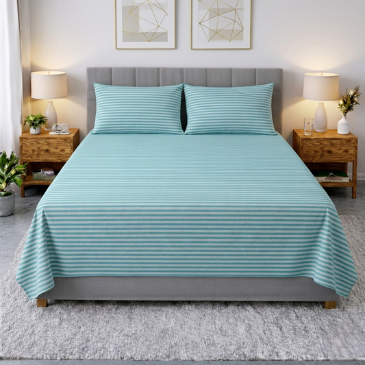 Sky Blue Flat Bedsheet King Size with Pillow Covers Pakistan