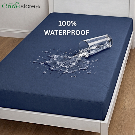 Single Waterproof Mattress Cover Navy Blue