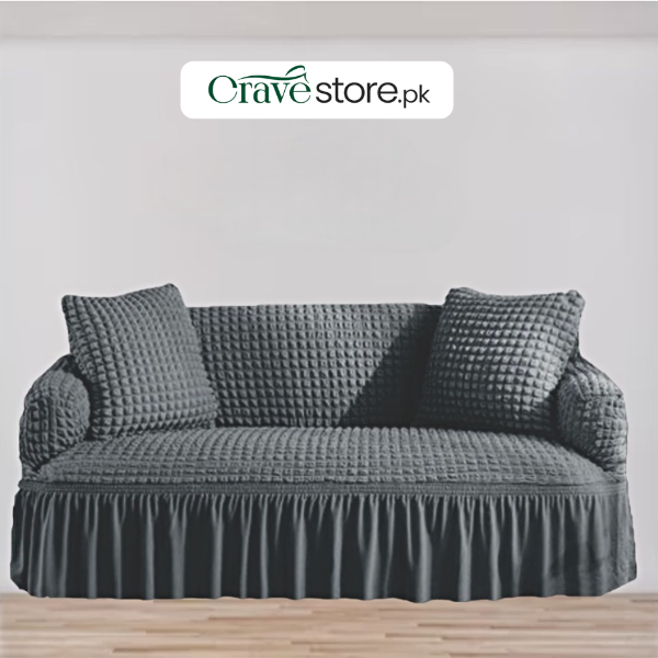 Gray Turkish style bubble sofa cover fitted on living room sofa