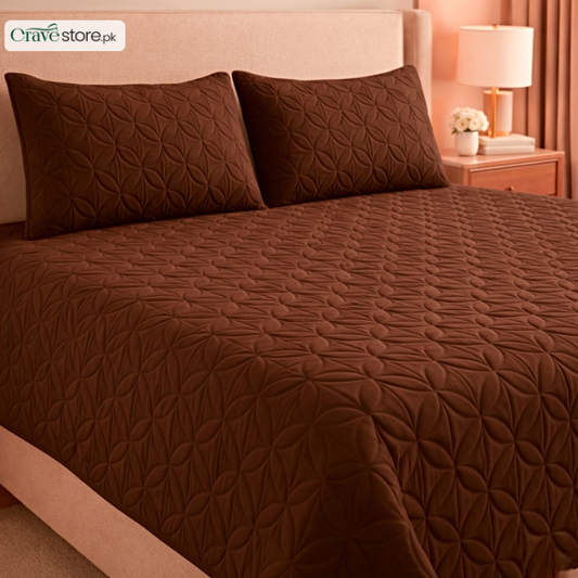 Ultrasonic Quilted Bedspread Chocolate Brown - King Size