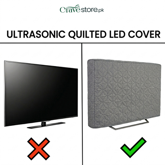 Grey ultrasonic quilted LED TV cover dust proof with soft durable fabric and universal fit design