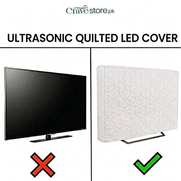 White ultrasonic quilted LED TV cover dust proof with soft durable fabric and universal fit design