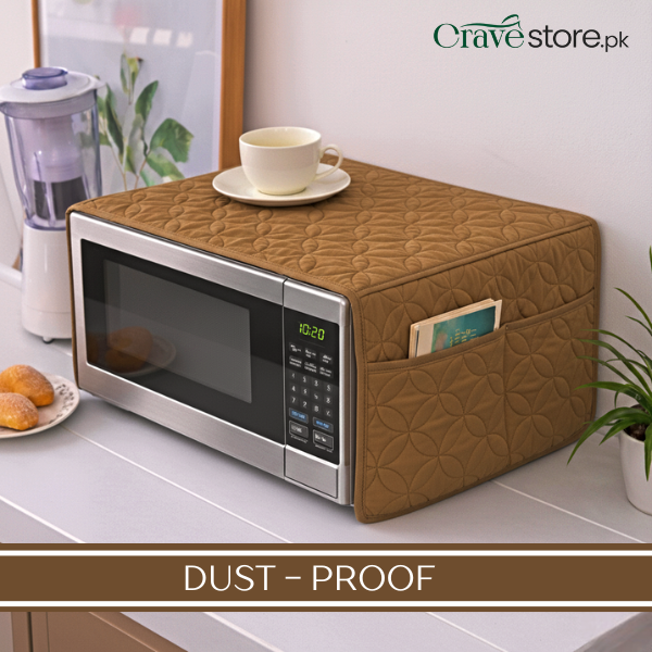 Ultrasonic Quilted Coffee Microwave Oven Cover With Pockets