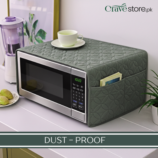 Ultrasonic Quilted Grey Microwave Oven Cover With Pockets