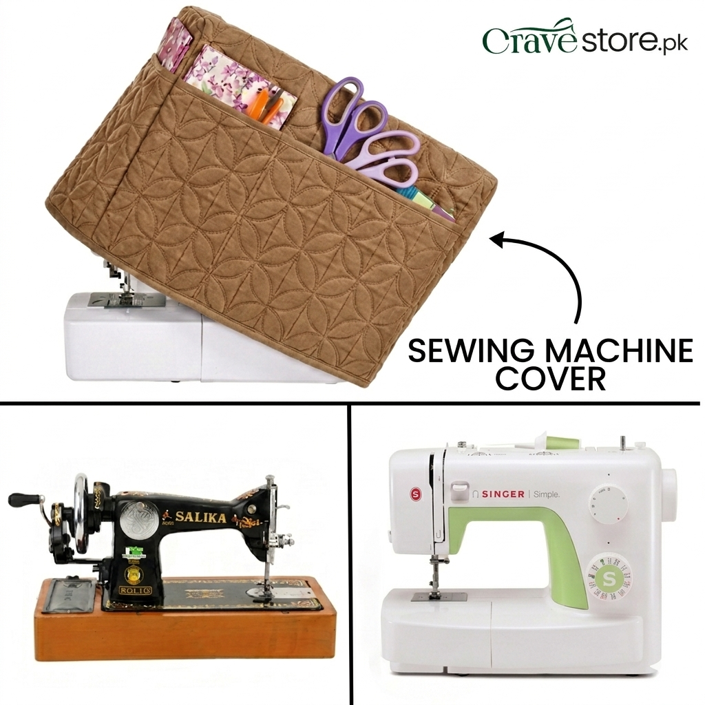 Coffee ultrasonic quilted sewing machine cover dust proof with durable fabric and perfect fit size 22x14x10 inches