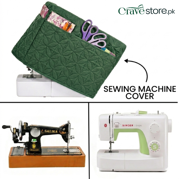 Green ultrasonic quilted sewing machine cover dust proof with durable fabric and perfect fit size 22x14x10 inches