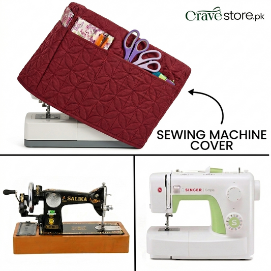 Maroon ultrasonic quilted sewing machine cover dust proof with durable fabric and perfect fit size 22x14x10 inches