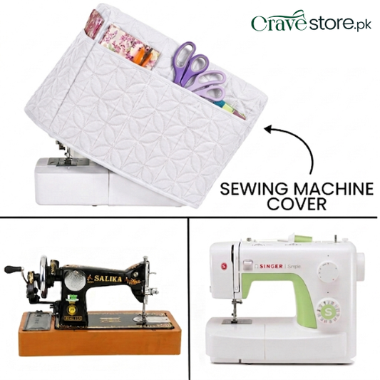White ultrasonic quilted sewing machine cover dust proof with durable fabric and perfect fit size 22x14x10 inches