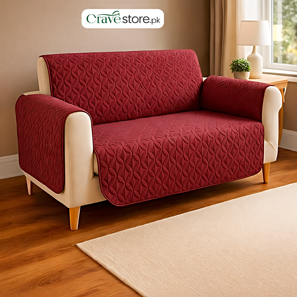 Ultrasonic Quilted Sofa Cover Maroon