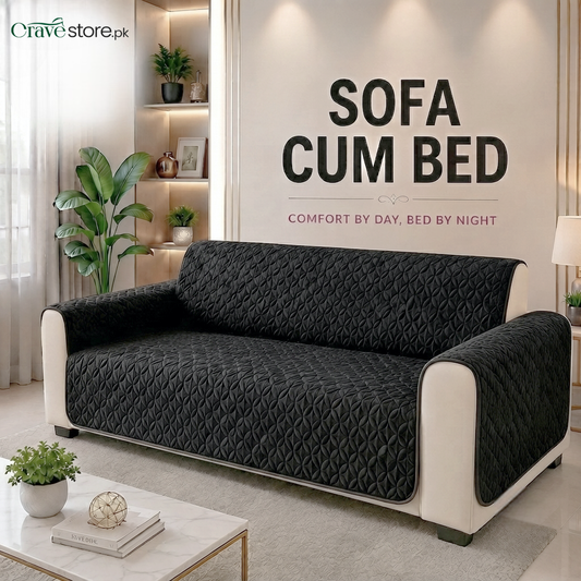Ultrasonic Quilted Sofa Cum Bed Covers Black
