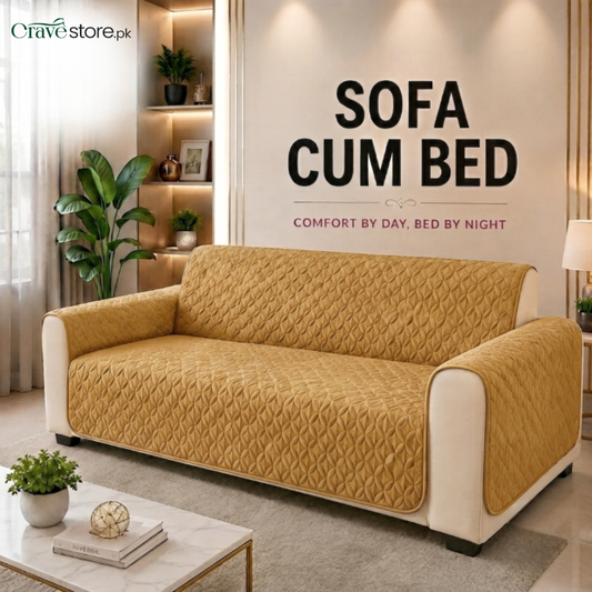 Ultrasonic Quilted Sofa Cum Bed Covers Chikoo