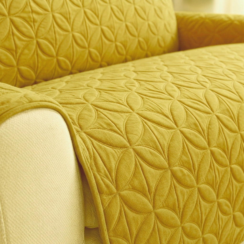 Ultrasonic Quilted Sofa Cum Bed Covers Golden Skin