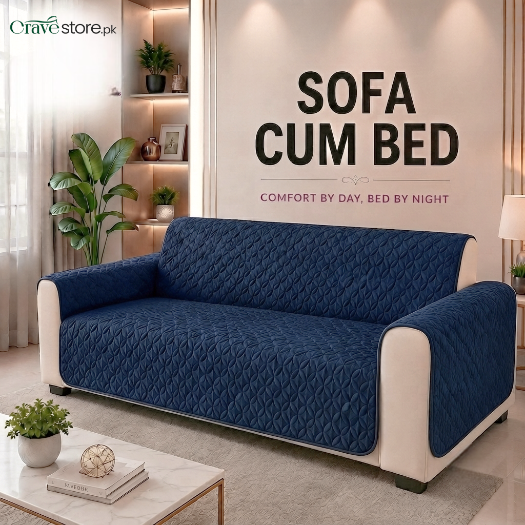 Ultrasonic Quilted Sofa Cum Bed Covers Navy Blue