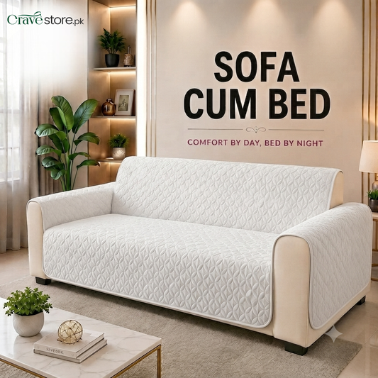 Ultrasonic Quilted Sofa Cum Bed Covers White