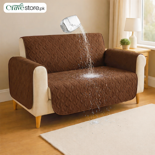 Waterproof Ultrasonic Quilted Sofa Cover Brown – Stretchable Fitted Sofa Cover