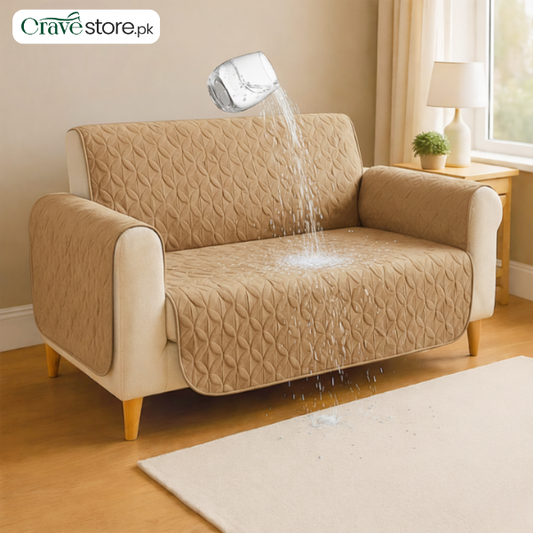 Ultrasonic quilted sofa cover light coffee color