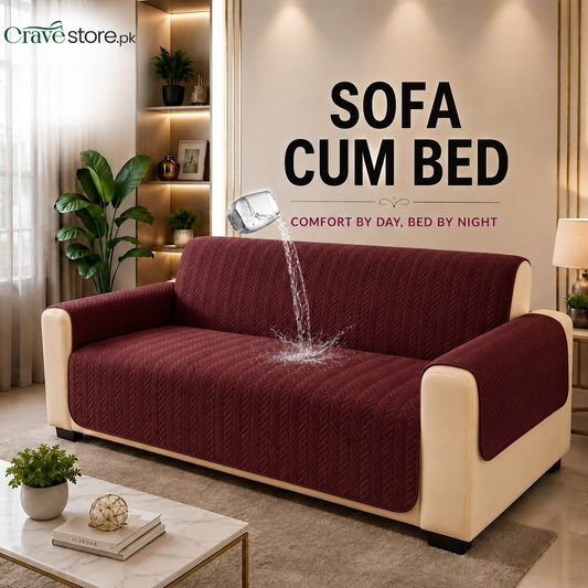 Waterproof Ultrasonic Quilted Sofa Cum Bed Cover Maroon