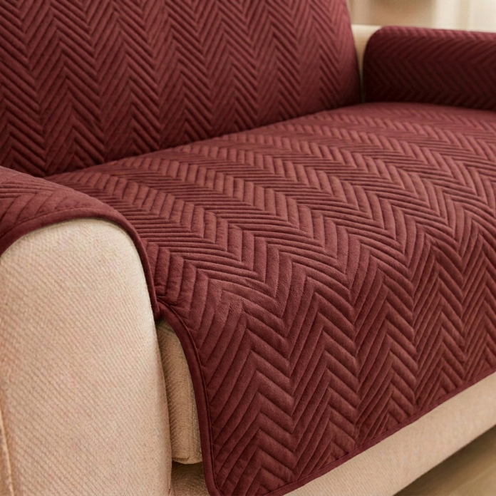 Waterproof Ultrasonic Quilted Sofa Cum Bed Cover Maroon