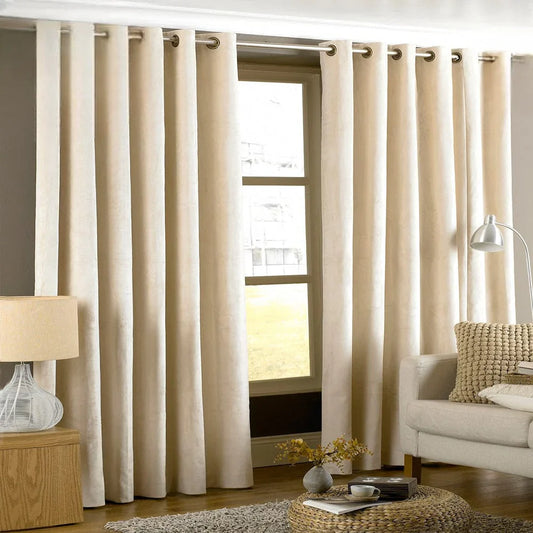 Imported Malai Velvet Blackout Curtains Off White ( 2 Curtain Set )