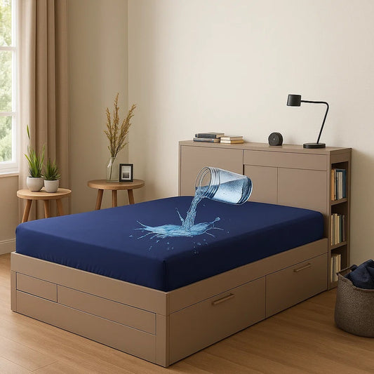 Single Waterproof Mattress Cover Navy