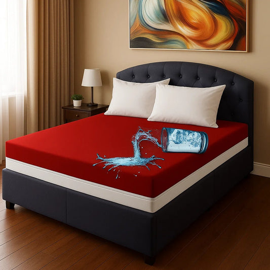 Zipper Waterproof Mattress Cover Maroon