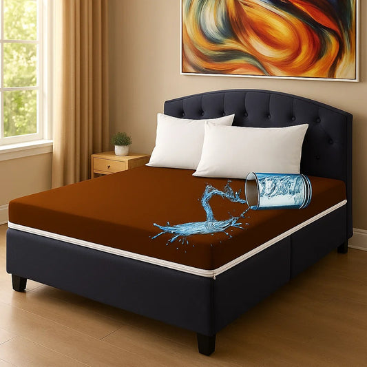 Zipper Waterproof Mattress Cover Brown