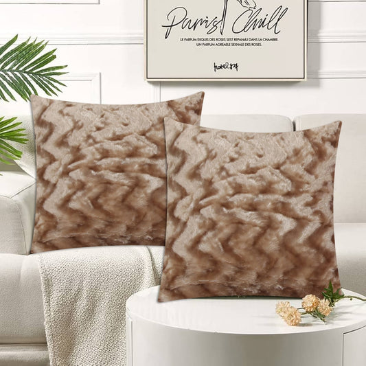 Zigzag Fur Cushion Cover Camel