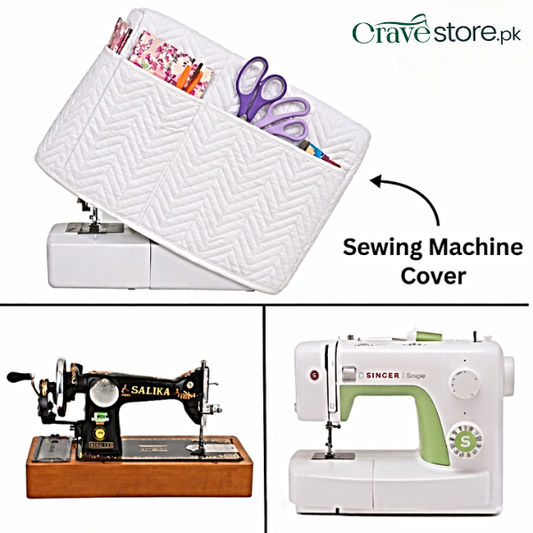 White zigzag ultrasonic quilted sewing machine cover dust proof with durable fabric and perfect fit size 22x14x10 inches