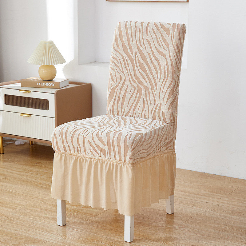 Skin zebra chair cover with textured fabric and stretchable design for a snug fit on standard chairs