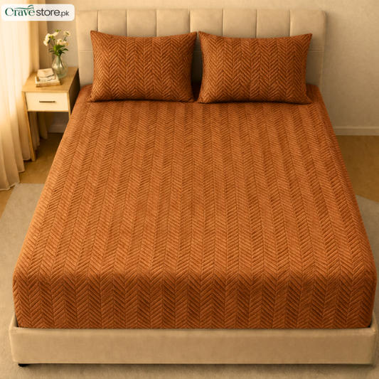 ZigZag ultrasonic quilted fitted bedsheet skin king size with 2 pillow covers