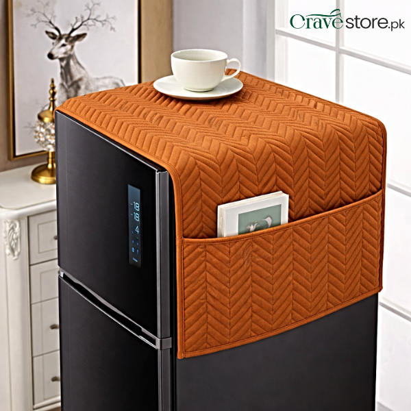 Zigzag Ultrasonic Quilted Copper Refrigerator Cover With Pockets