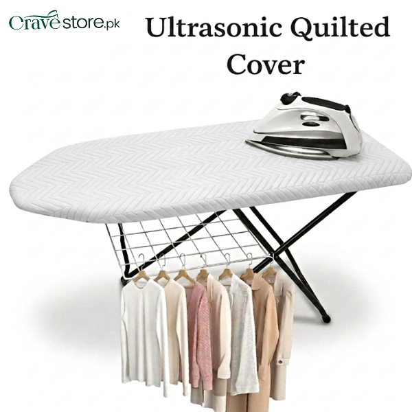 White zigzag ultrasonic quilted iron board cover customized dust proof cover for ironing board protection