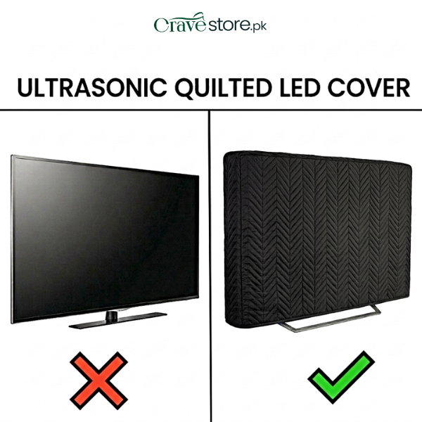 Black zigzag ultrasonic quilted LED TV cover dust proof universal fit for screen protection