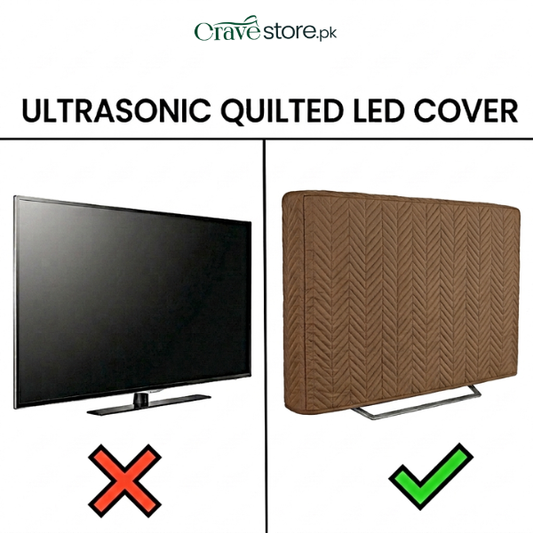 Coffee zigzag ultrasonic quilted LED TV cover dust proof universal fit for screen protection