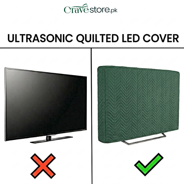 Green zigzag ultrasonic quilted LED TV cover dust proof universal fit for screen protection