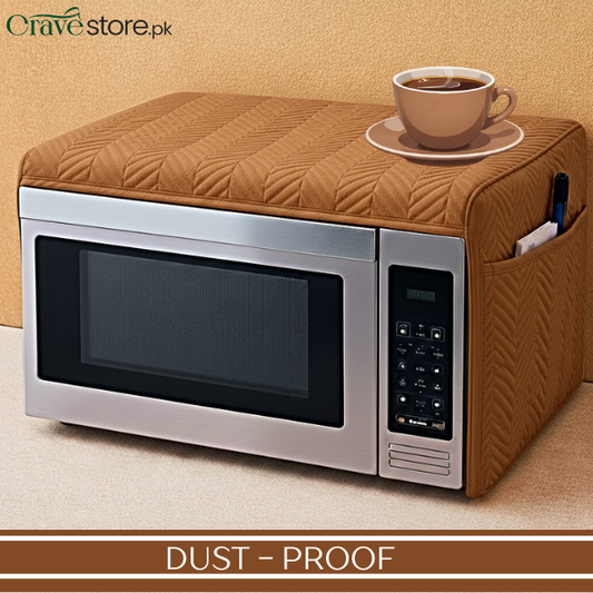 Zigzag Ultrasonic Quilted Coffee Microwave Oven Cover With Pockets