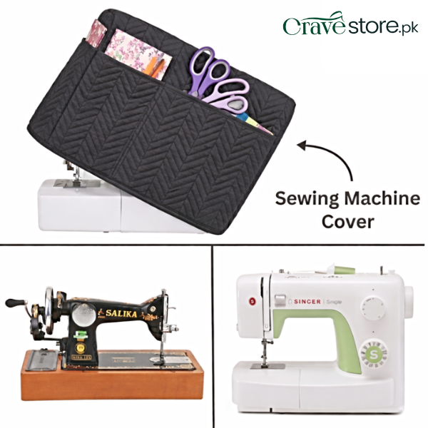 Black zigzag ultrasonic quilted sewing machine cover dust proof with durable fabric and perfect fit size 22x14x10 inches