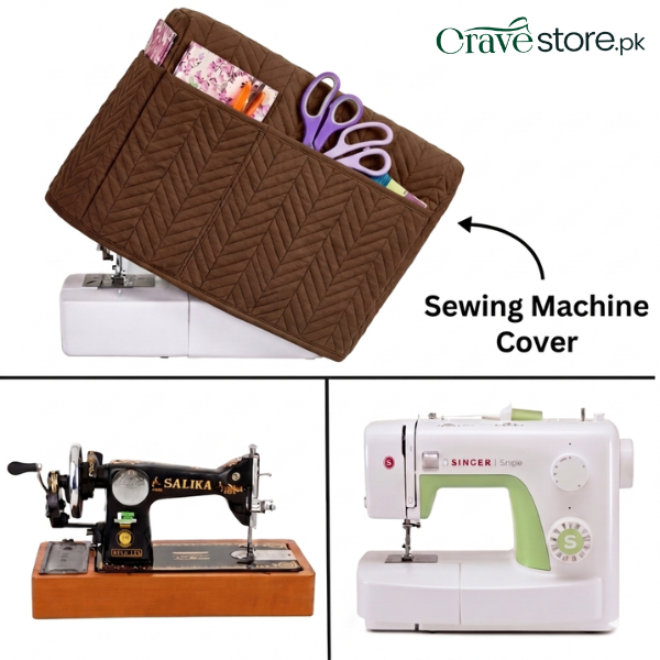 Brown zigzag ultrasonic quilted sewing machine cover dust proof with durable fabric and perfect fit size 22x14x10 inches