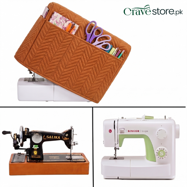 Copper zigzag ultrasonic quilted sewing machine cover dust proof with durable fabric and perfect fit size 22x14x10 inches