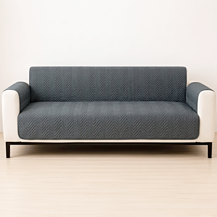 Zigzag Ultrasonic Quilted Sofa Cover Grey