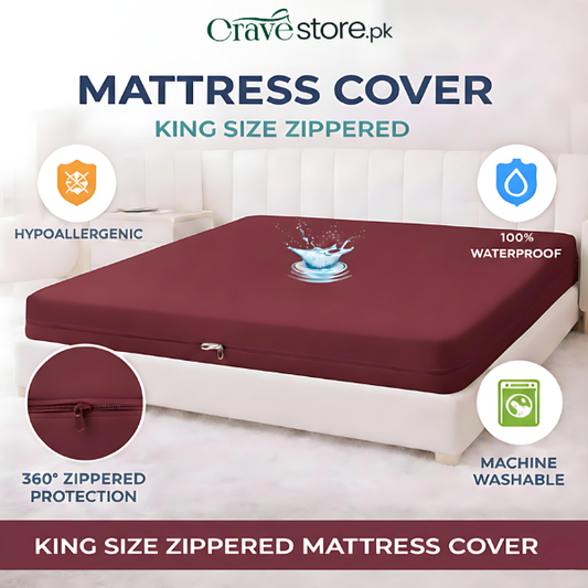 Zipper Waterproof Mattress Cover Maroon