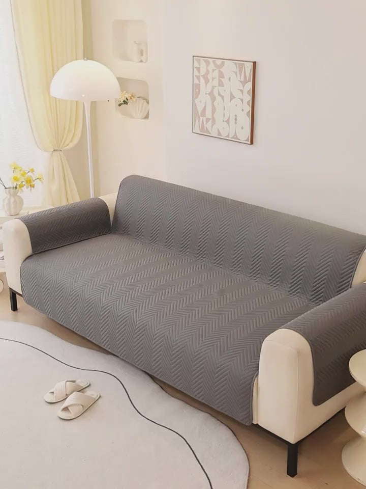 Zigzag Ultrasonic Quilted Sofa Cover Green
