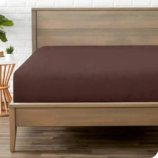 Fitted Jersey Mattress Cover Dark Brown